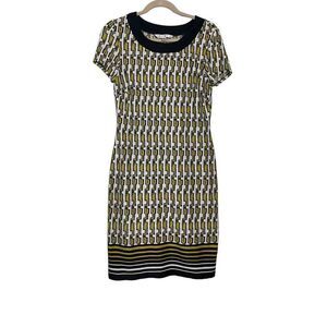 AA STUDIO|WOMEN’S SHEATH DRESS SHORT SLEEVES BLACK‎ GEO PRINT SIZE 10